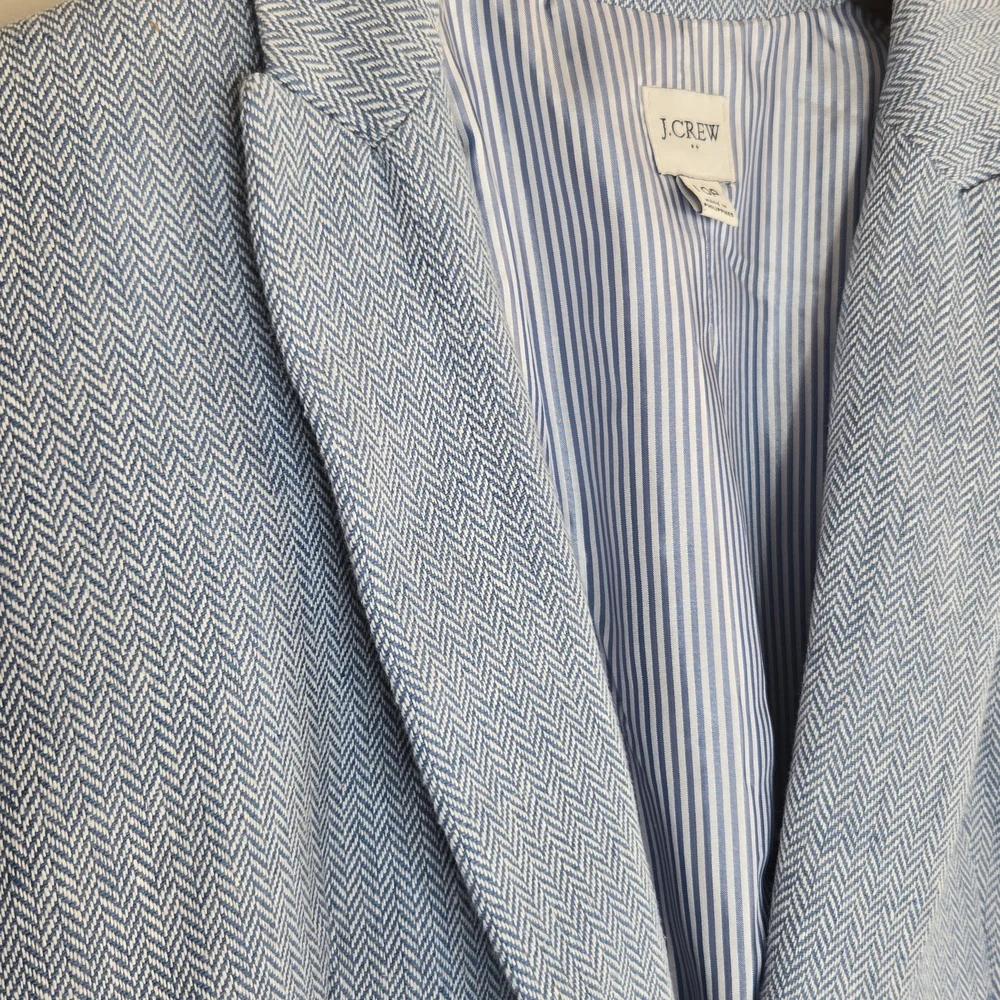 J.Crew Factory Herringbone Blazer Women’s Light Blue Tweed Preppy Classic 10P - Picture 6 of 12